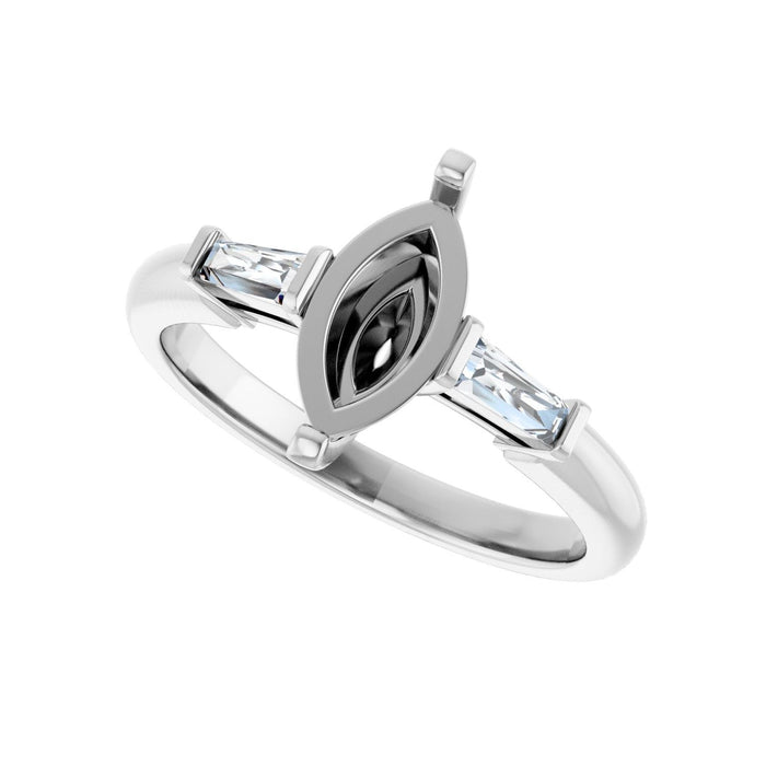 Platinum 10 x 5 mm Marquise 1/5 CTW Lab-Grown Diamond Semi-Set Engagement Ring