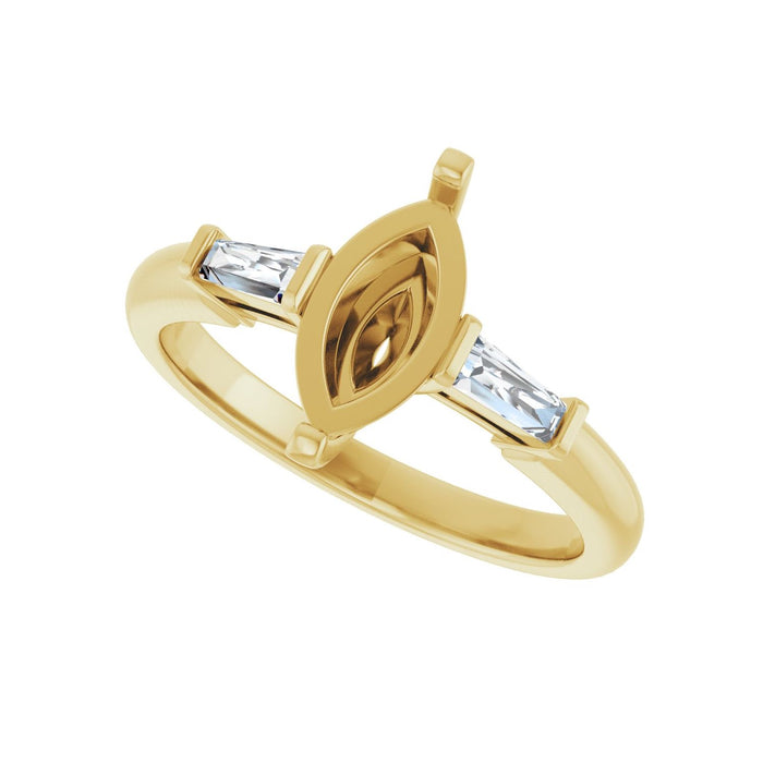 14K Yellow Gold 10x5 mm Marquise 1/5 CTW Lab-Grown Diamond Semi-Set Engagement Ring