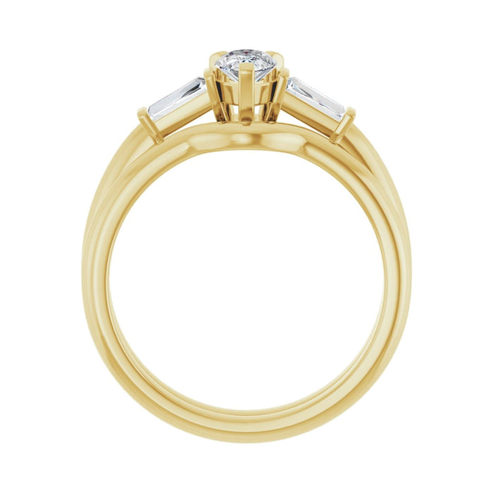 14K Yellow Gold 6x4 mm Pear 1/5 CTW Lab-Grown Diamond Semi-Set Engagement Ring