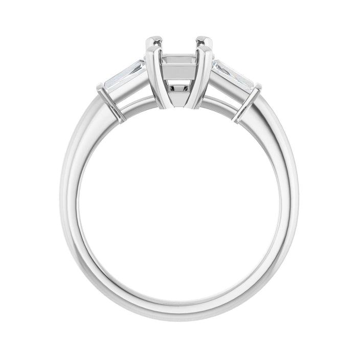 14K White Gold 7x5 mm Emerald 1/5 CTW Lab-Grown Diamond Semi-Set Engagement Ring