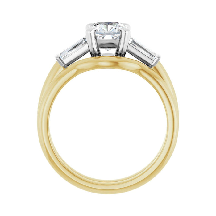 14K Yellow/White Gold 6x6 mm Cushion 1/5 CTW Lab-Grown Diamond Semi-Set Engagement Ring