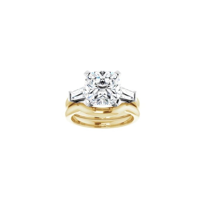 14K Yellow/White Gold 9x9 mm Cushion 1/2 CTW Lab-Grown Diamond Semi-Set Engagement Ring