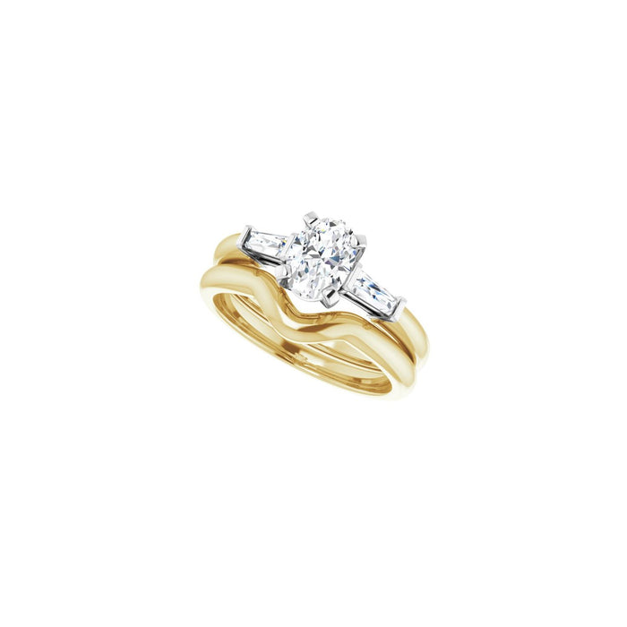 14K Yellow/White Gold 7x5 mm Oval 1/5 CTW Lab-Grown Diamond Semi-Set Engagement Ring