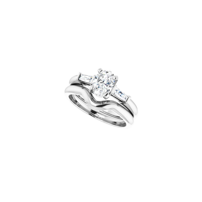 14K White Gold 7x5 mm Oval 1/5 CTW Lab-Grown Diamond Semi-Set Engagement Ring