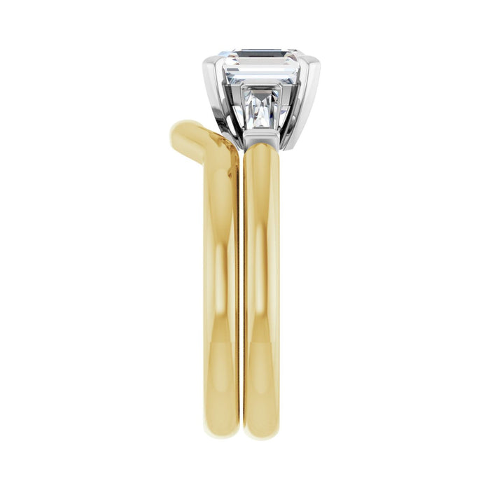 14K Yellow/White Gold 7x7 mm Asscher 1/5 CTW Lab-Grown Diamond Semi-Set Engagement Ring