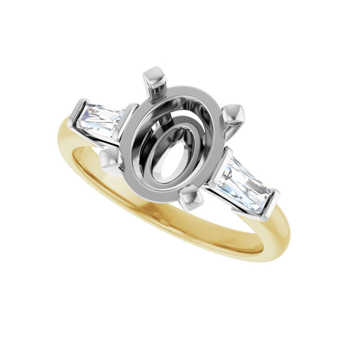 14K Yellow/White Gold 10x8 mm Oval 1/3 CTW Lab-Grown Diamond Semi-Set Engagement Ring