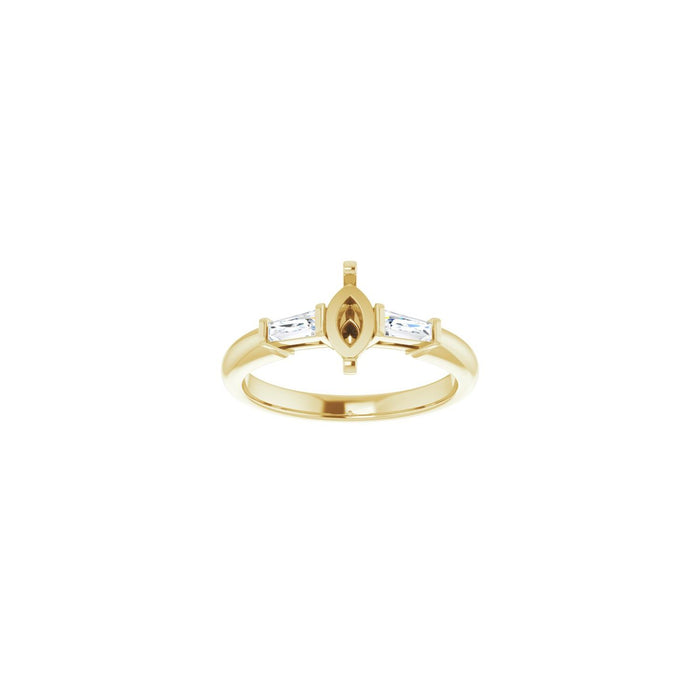 14K Yellow Gold 7x3.5 mm Marquise 1/5 CTW Lab-Grown Diamond Semi-Set Engagement Ring