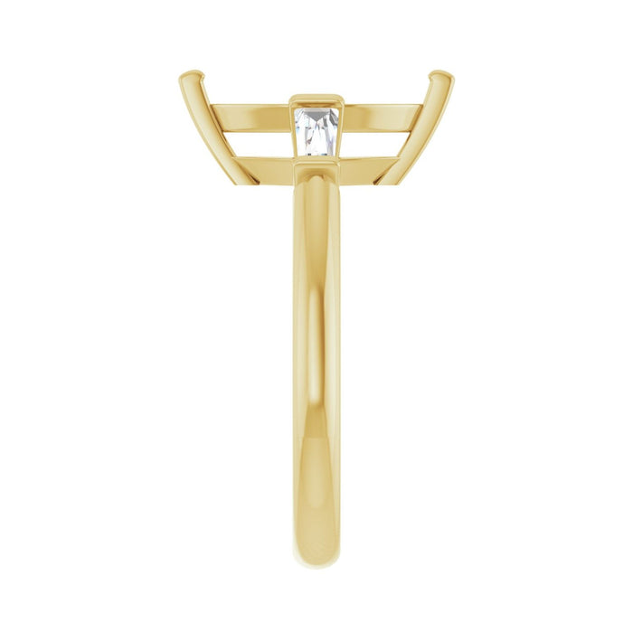 14K Yellow Gold 12x6 mm Marquise 1/5 CTW Lab-Grown Diamond Semi-Set Engagement Ring