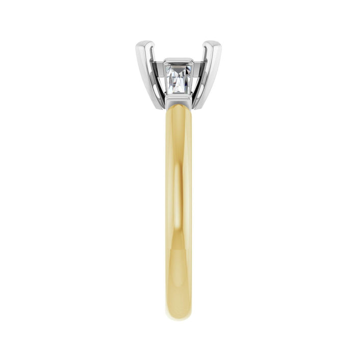14K Yellow/White Gold 7x7 mm Asscher 1/5 CTW Lab-Grown Diamond Semi-Set Engagement Ring