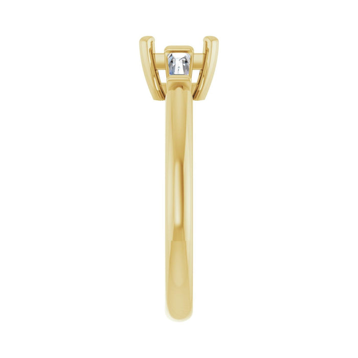 14K Yellow Gold 6x4 mm Emerald 1/5 CTW Lab-Grown Diamond Semi-Set Engagement Ring