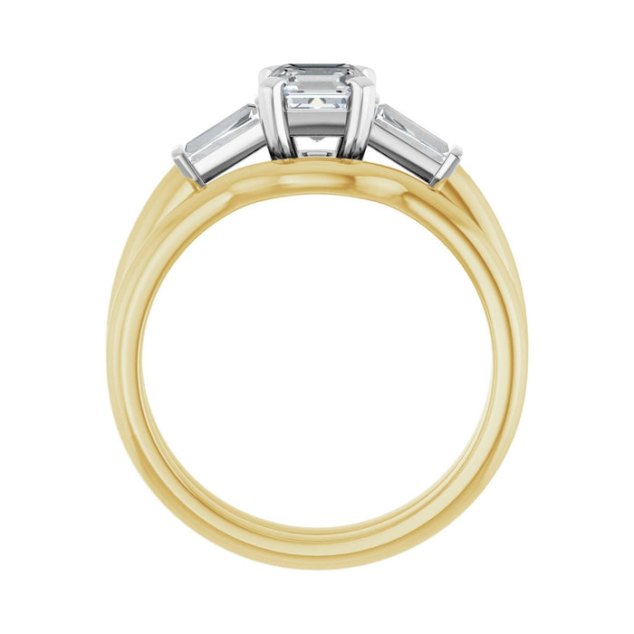14K Yellow/White Gold 5x5 mm Asscher 1/5 CTW Lab-Grown Diamond Semi-Set Engagement Ring
