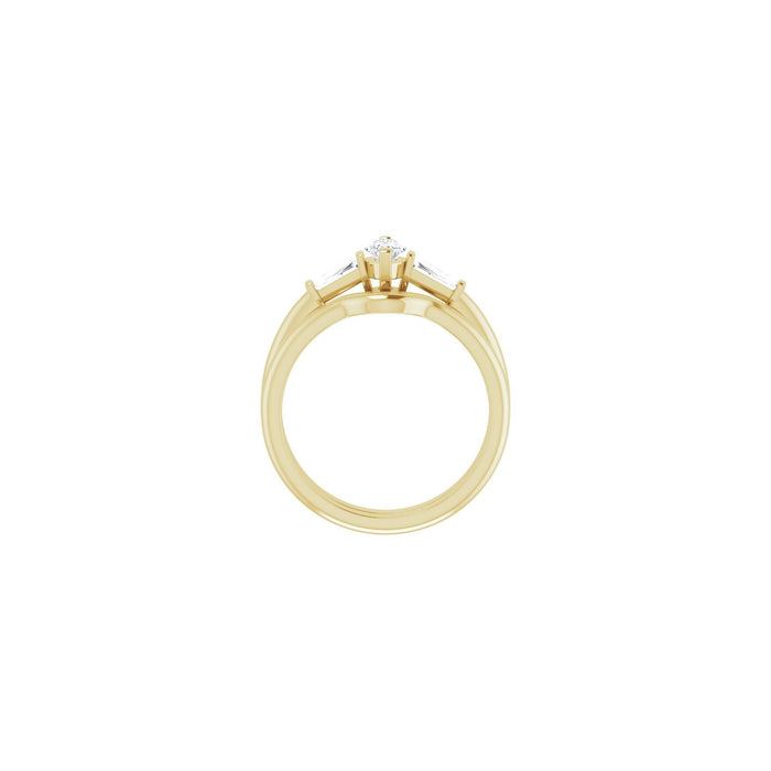 14K Yellow Gold 7x3.5 mm Marquise 1/5 CTW Lab-Grown Diamond Semi-Set Engagement Ring