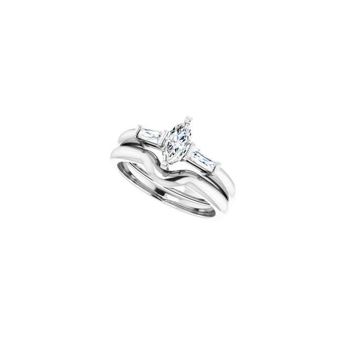 14K White Gold 7x3.5 mm Marquise 1/5 CTW Lab-Grown Diamond Semi-Set Engagement Ring