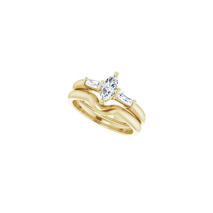 14K Yellow Gold 7x3.5 mm Marquise 1/5 CTW Lab-Grown Diamond Semi-Set Engagement Ring