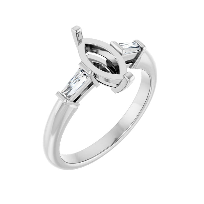 Platinum 10 x 5 mm Marquise 1/5 CTW Lab-Grown Diamond Semi-Set Engagement Ring
