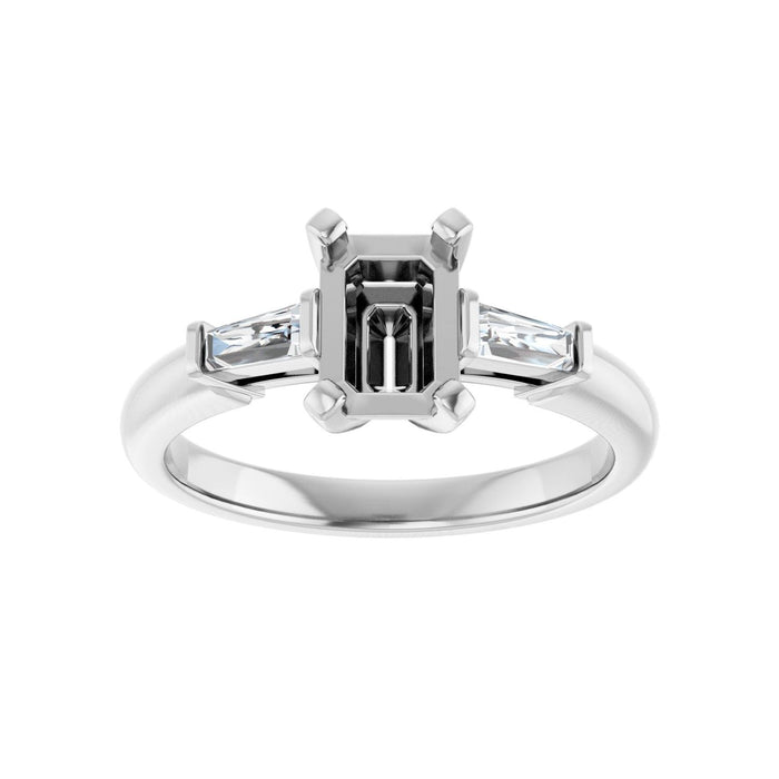 14K White Gold 7x5 mm Emerald 1/5 CTW Lab-Grown Diamond Semi-Set Engagement Ring