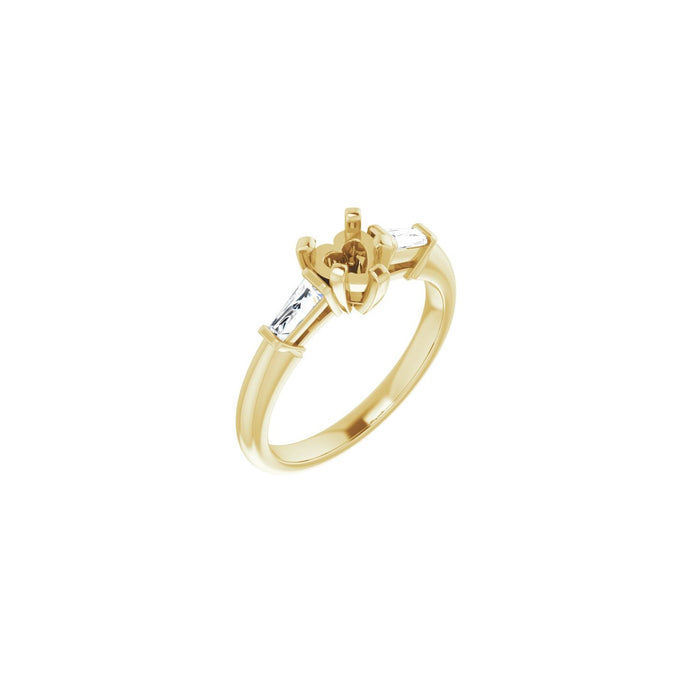 14K Yellow Gold 5x5 mm Heart 1/5 CTW Lab-Grown Diamond Semi-Set Engagement Ring