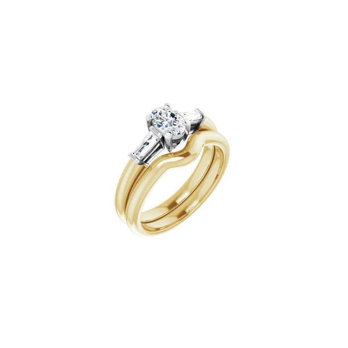 14K Yellow/White Gold 6x4 mm Oval 1/5 CTW Lab-Grown Diamond Semi-Set Engagement Ring