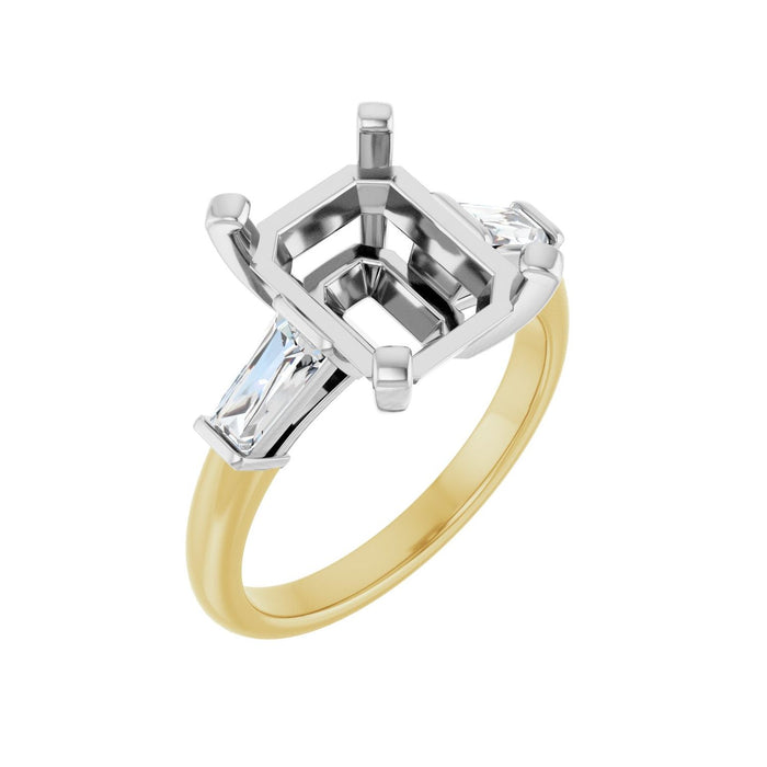 14K Yellow/White Gold 11x9 mm Emerald 1/2 CTW Lab-Grown Diamond Semi-Set Engagement Ring