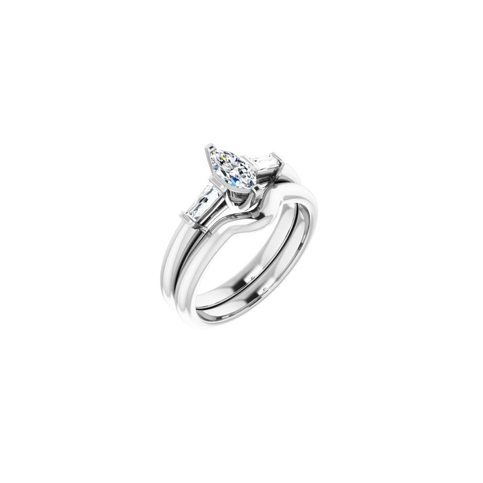 Platinum 7x3.5 mm Marquise 1/5 CTW Lab-Grown Diamond Semi-Set Engagement Ring