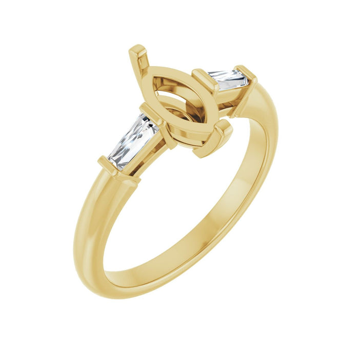 14K Yellow Gold 9x4.5 mm Marquise 1/5 CTW Lab-Grown Diamond Semi-Set Engagement Ring