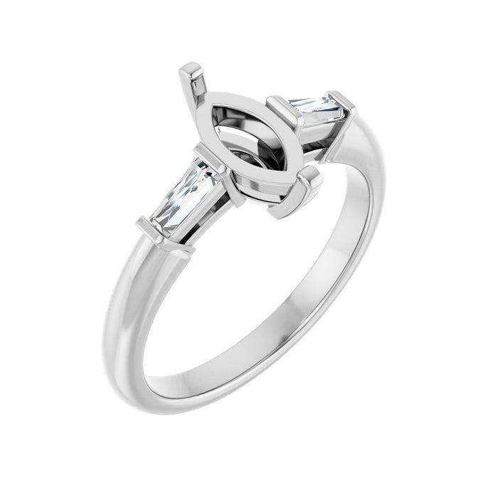 14K White Gold 9x4.5 mm Marquise 1/5 CTW Lab-Grown Diamond Semi-Set Engagement Ring