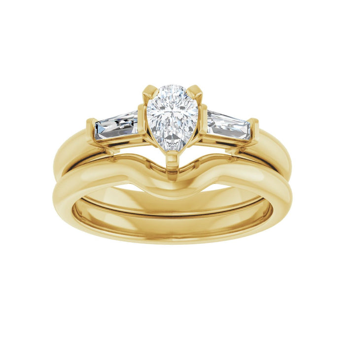 14K Yellow Gold 6x4 mm Pear 1/5 CTW Lab-Grown Diamond Semi-Set Engagement Ring