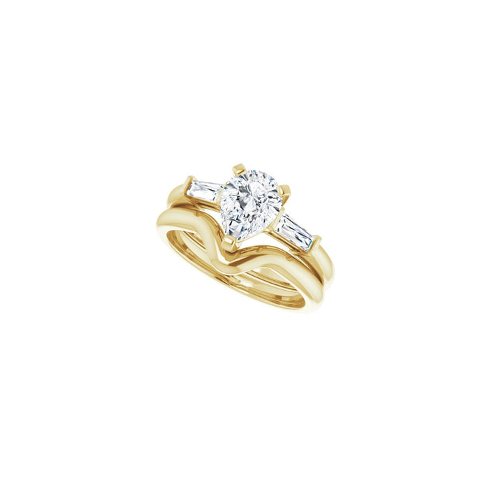 14K Yellow Gold 8x6 mm Pear 1/5 CTW Lab-Grown Diamond Semi-Set Engagement Ring
