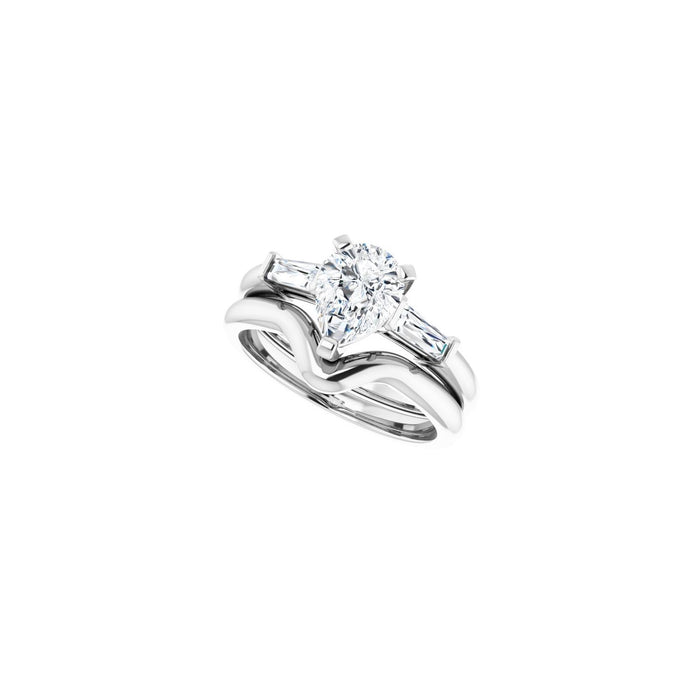14K White Gold 8x6 mm Pear 1/5 CTW Lab-Grown Diamond Semi-Set Engagement Ring