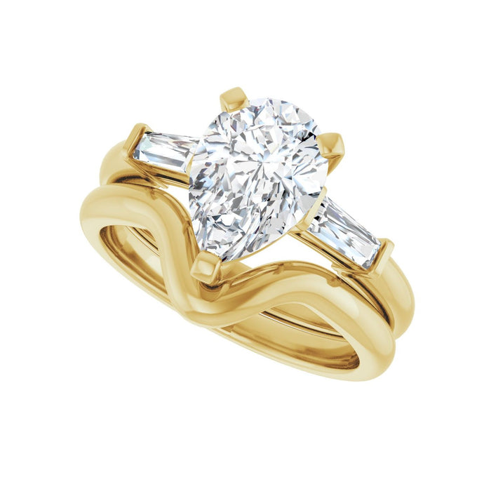 14K Yellow Gold 10x7 mm Pear 1/5 CTW Lab-Grown Diamond Semi-Set Engagement Ring