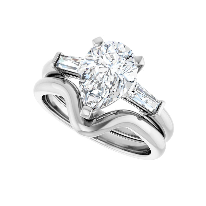 14K White Gold 10x7 mm Pear 1/5 CTW Lab-Grown Diamond Semi-Set Engagement Ring