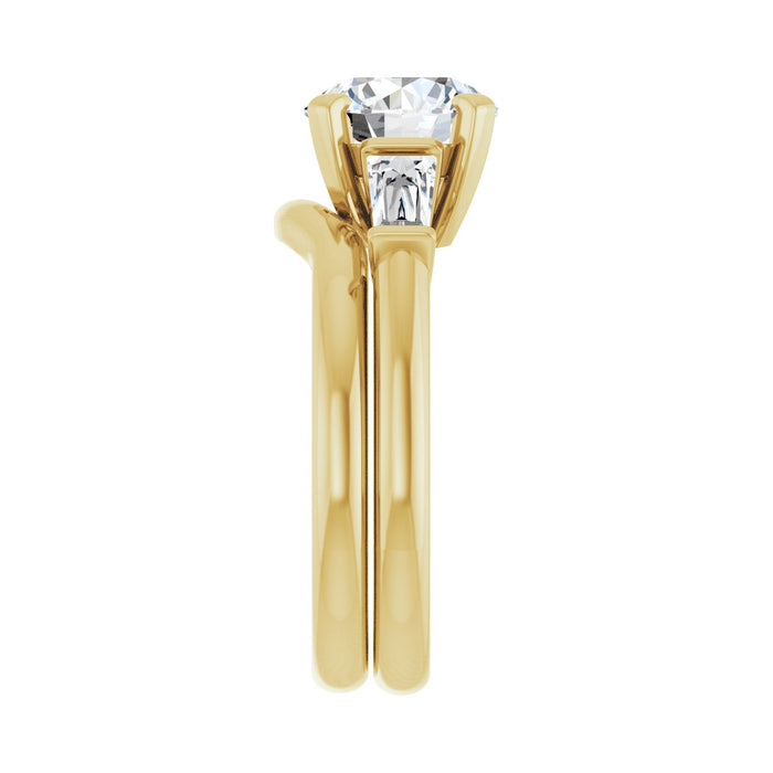 14K Yellow Gold 8.2 mm Round 1/2 CTW Lab-Grown Diamond Semi-Set Engagement Ring