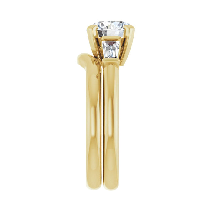 14K Yellow Gold 7.4 mm Round 1/3 CTW Lab-Grown Diamond Semi-Set Engagement Ring