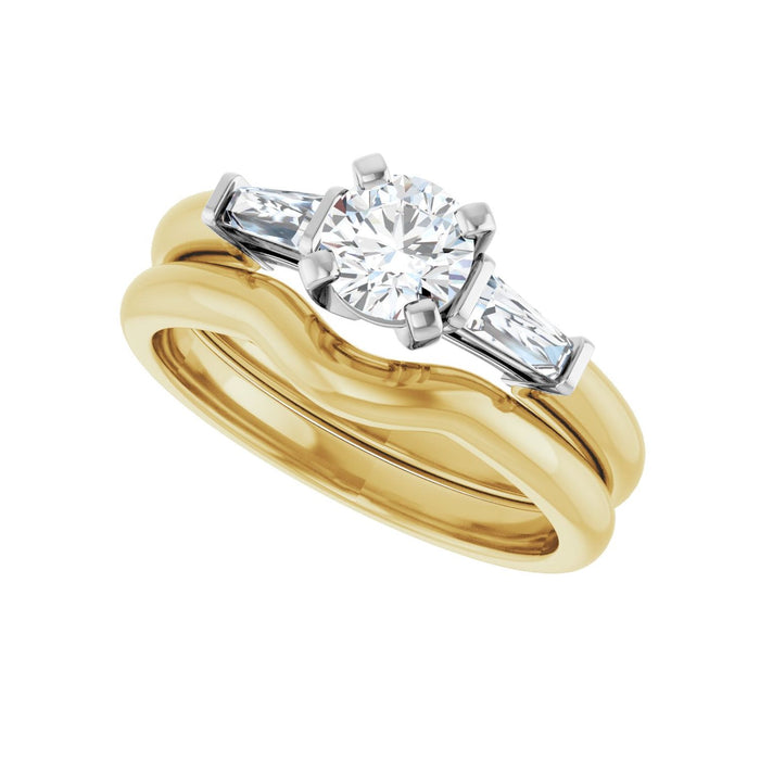 14K Yellow/White Gold 5.2 mm Round 1/4 CTW Lab-Grown Diamond Semi-Set Engagement Ring