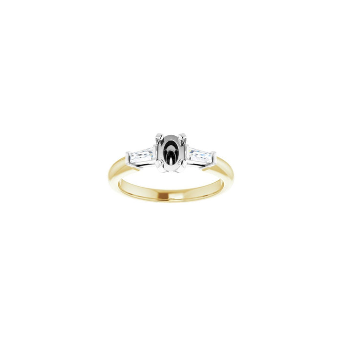 14K Yellow/White Gold 6x4 mm Oval 1/5 CTW Lab-Grown Diamond Semi-Set Engagement Ring