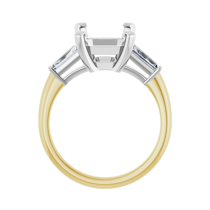 14K Yellow/White Gold 11x9 mm Emerald 1/2 CTW Lab-Grown Diamond Semi-Set Engagement Ring