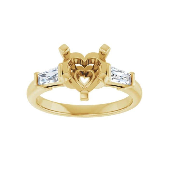 14K Yellow Gold 8x8 mm Heart 1/3 CTW Lab-Grown Diamond Semi-Set Engagement Ring
