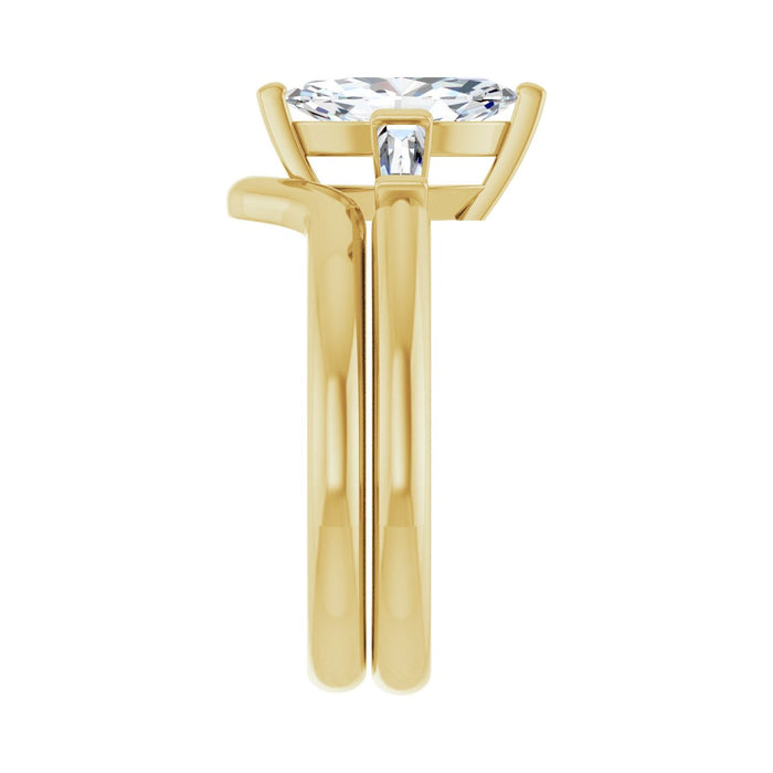 14K Yellow Gold 10x5 mm Marquise 1/5 CTW Lab-Grown Diamond Semi-Set Engagement Ring