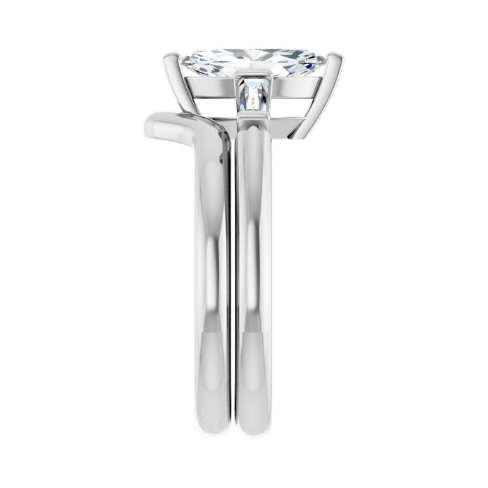 14K White Gold 10x5 mm Marquise 1/5 CTW Lab-Grown Diamond Semi-Set Engagement Ring