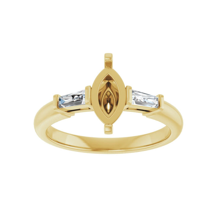 14K Yellow Gold 9x4.5 mm Marquise 1/5 CTW Lab-Grown Diamond Semi-Set Engagement Ring