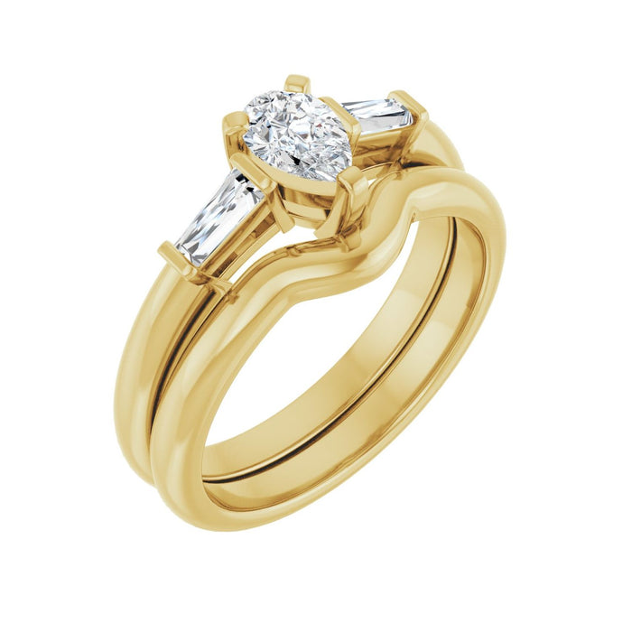 14K Yellow Gold 6x4 mm Pear 1/5 CTW Lab-Grown Diamond Semi-Set Engagement Ring