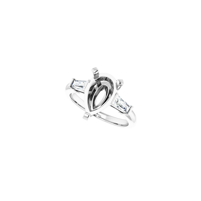 14K White Gold 12x8 mm Pear 1/3 CTW Lab-Grown Diamond Semi-Set Engagement Ring