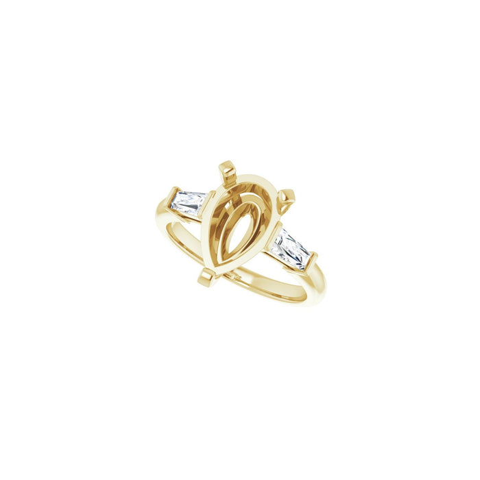 14K Yellow Gold 12x8 mm Pear 1/3 CTW Lab-Grown Diamond Semi-Set Engagement Ring