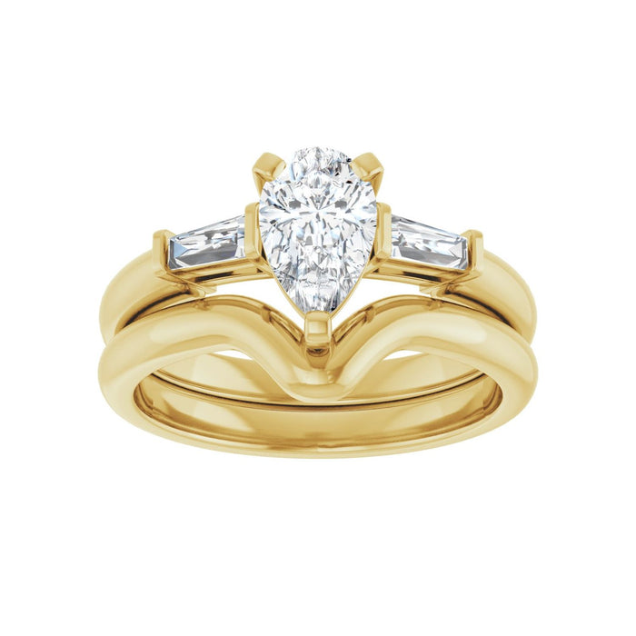 14K Yellow Gold 8x5 mm Pear 1/5 CTW Lab-Grown Diamond Semi-Set Engagement Ring