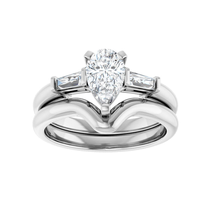 14K White Gold 8x5 mm Pear 1/5 CTW Lab-Grown Diamond Semi-Set Engagement Ring
