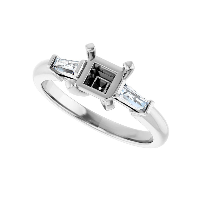 14K White Gold 5x5 mm Square 1/5 CTW Lab-Grown Diamond Semi-Set Engagement Ring