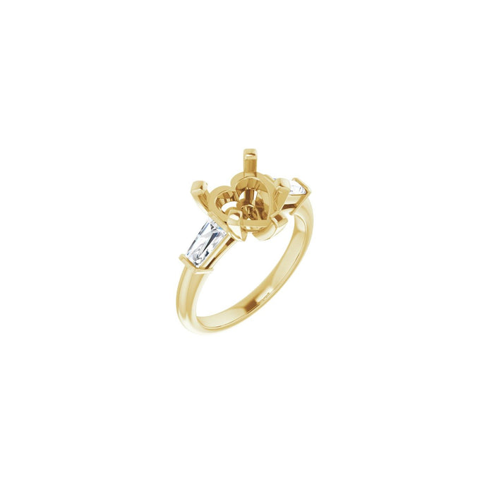 14K Yellow Gold 9x9 mm Heart 1/2 CTW Lab-Grown Diamond Semi-Set Engagement Ring