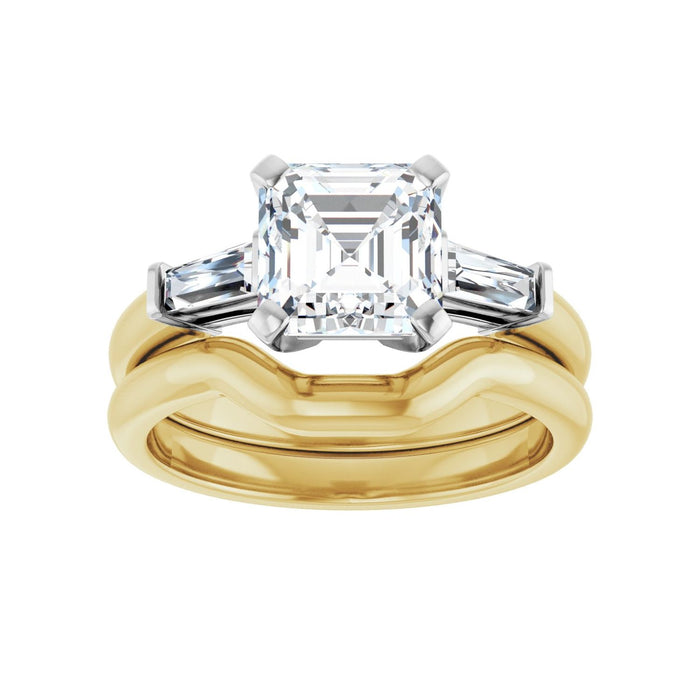 14K Yellow/White Gold 7x7 mm Asscher 1/5 CTW Lab-Grown Diamond Semi-Set Engagement Ring