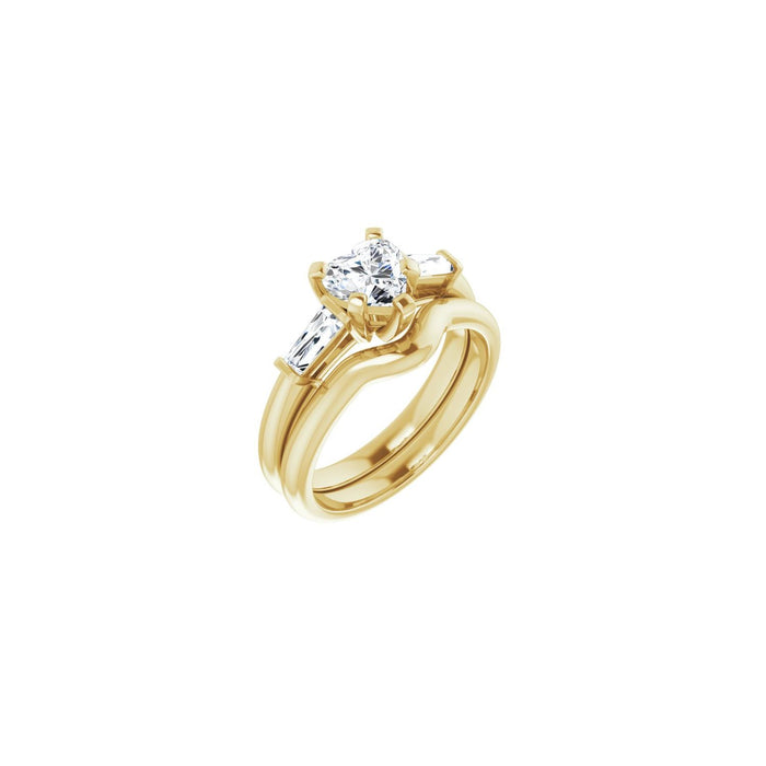 14K Yellow Gold 6x6 mm Heart 1/5 CTW Lab-Grown Diamond Semi-Set Engagement Ring