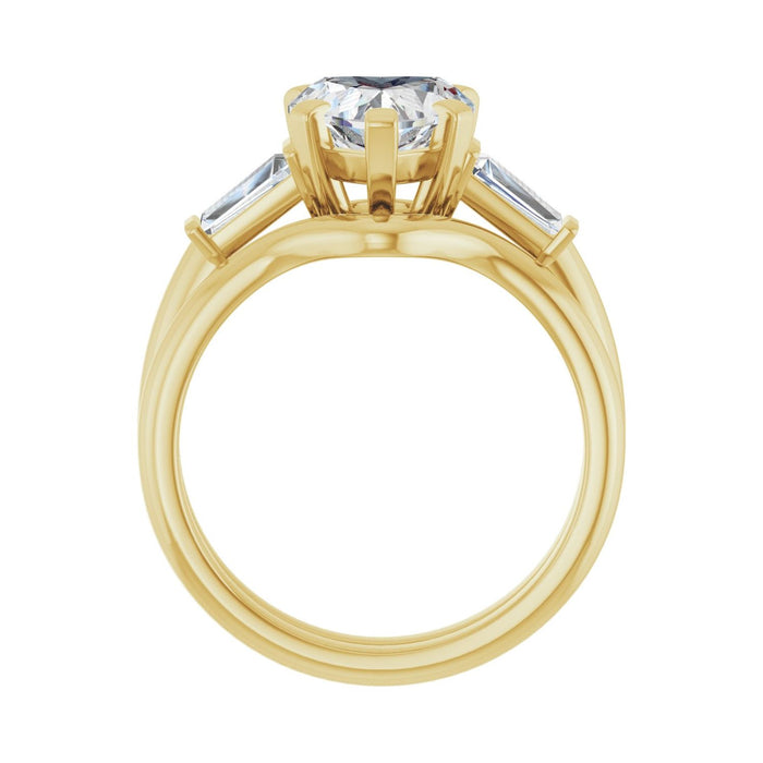 14K Yellow Gold 8x8 mm Heart 1/3 CTW Lab-Grown Diamond Semi-Set Engagement Ring
